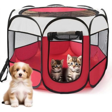 Parc Chaton 73 x 73 x 43 cm, Pliable Parc a Chat Chiot pour Animaux de Compagnie Intérieur et extérieur (1/5)