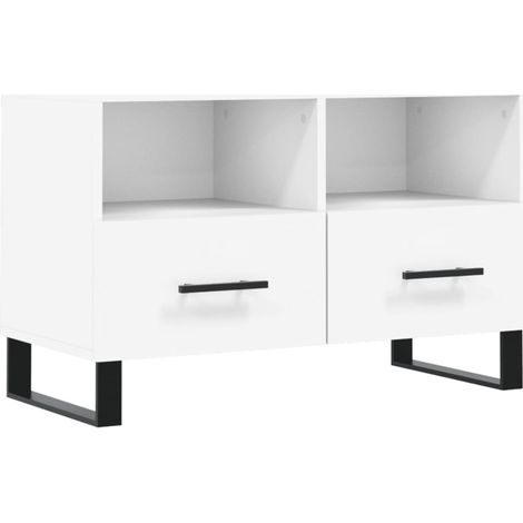 Mobile TV multimediale scaffale per televisione televisore buffet sala da pranzo soggiorno camera da letto 80 x 36 x 50 cm pannelli compositi bianco 020026292