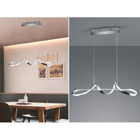 LED Pendelleuchte PERUGIA Metall Silber Chrom mit 3 Stufen Dimmer, Breite 81cm (1/5)