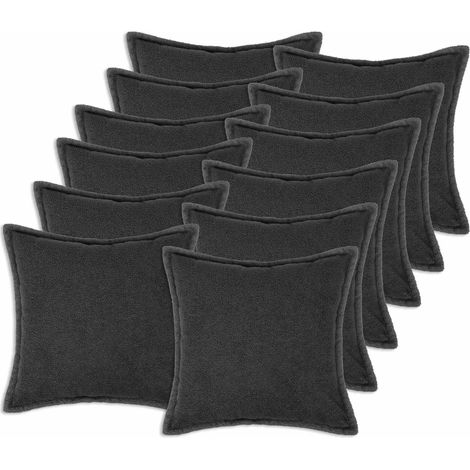 vidaXL Cushion Cover 12 pcs HOUTEN Dark Grey 45 x 45 cm Boucl茅 (1/5)