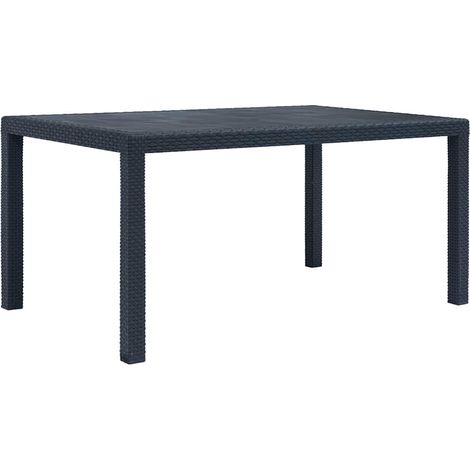 Table d'extérieur Table de salon de jardin - Anthracite 150x90x72 cm Plastique Aspect rotin BV160270 - BonneVie (1/4)