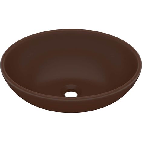 Lavabo vasque à poser Luxueux, ovale de luxe Bac à laver, Marron foncé mat 40x33 cm Céramique OIB3100E (1/5)