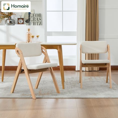 Esszimmerstuhl aus Massivholz beige 59 x 52 x 77 cm HOMAIRE (1/5)