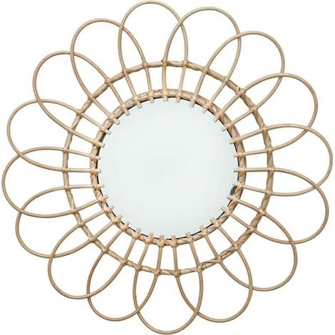 Miroir décoratif mural rond en rotin, pour salon, chambre, couloir – DELKEVIC