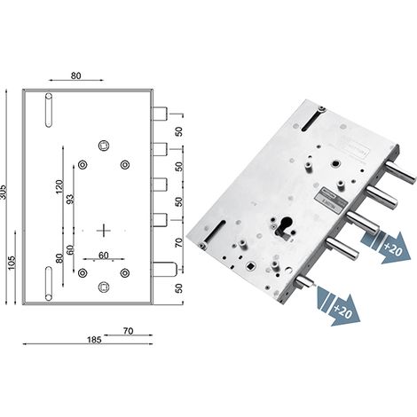 Serratura porta Blindata x Cilindro Europeo Sx 89.8561.GS11 MOTTURA
