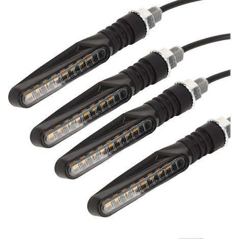 12V Motorrad-Blinker, 8 LEDs, 10 mm, bernsteinfarben, wasserdicht, universell für M10-Gewinde