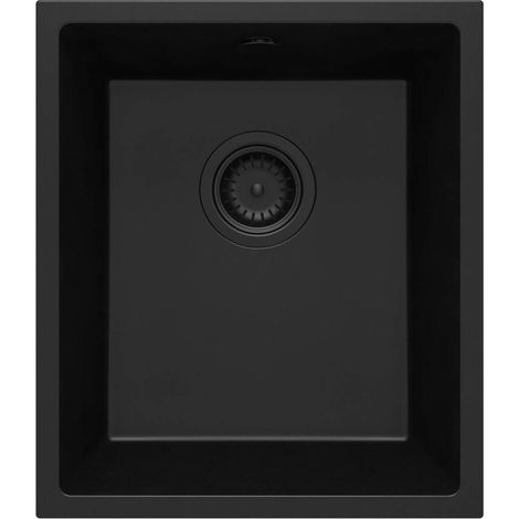 Lavello cucina sottopensile in granito con 1 vasca 38x44 cm nero - Aelo
