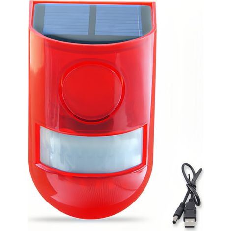 Alarme Solaire Sonore et Lumineuse pour l'Extérieur Détecteur de Mouvement Dispositif Imperméable Sirène 110db Sonore Alerte Flash Système d'Alarme de Sécurité pour la Maison et la Cour (1/5)