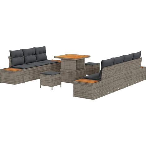 Maison Exclusive - Gartensofa-set mit Kissen mit Speicher 10 pcs