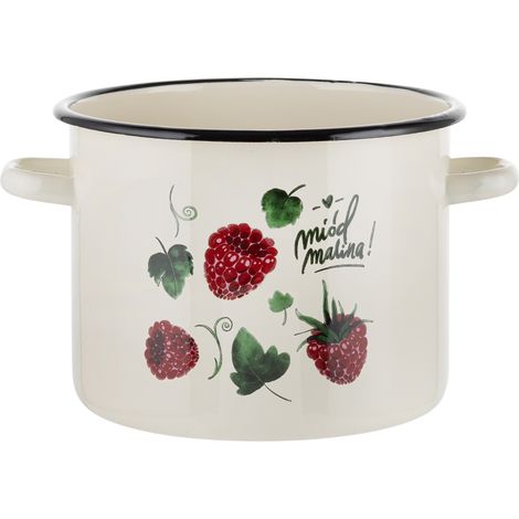 Pentola smaltata Emalia Polska Pleszew Malina 22 cm 6 l crema