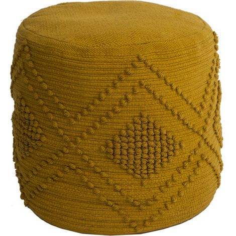 Pouf rond 35x40 cm en coton moutarde - RINGLY
