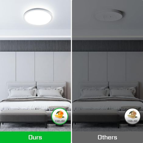 Plafoniera per bagno, plafoniera LED rotonda 6500K, lampada da soffitto per soggiorno, corridoio, camera da letto, cucina, camera da letto, Ø230MM 1800LM (1/4)