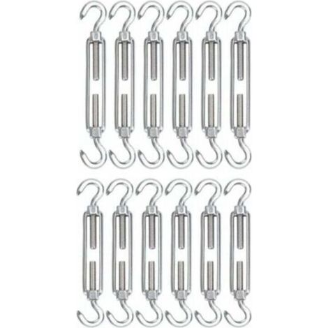 M5 Edelstahl-Kabelspanner, 12er-Packung mit Drahtspannhaken und verstellbaren Haken H-Crezuo