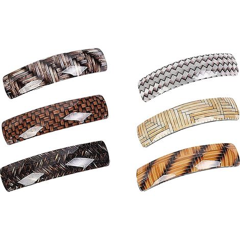 Lot de 6 pinces à cheveux automatiques, grandes pinces pour cheveux fins et moyens, accessoires de coiffure vintage pour femmes et filles (tissage) (1/5)