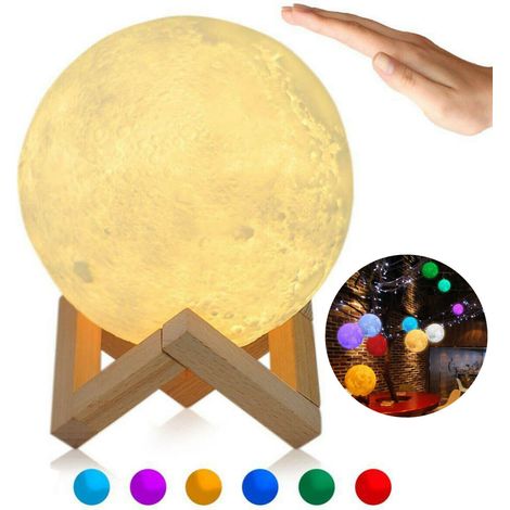 LAMPADA FORMA LUNA 3D LUCE USB RGB NOTTE BUIO TOUCH SENSORE COMODINO LUCE