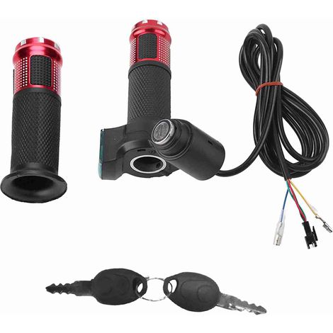 Manopola dell'acceleratore a vite, display a LED, serratura a chiave, bici elettrica rossa (1/5)