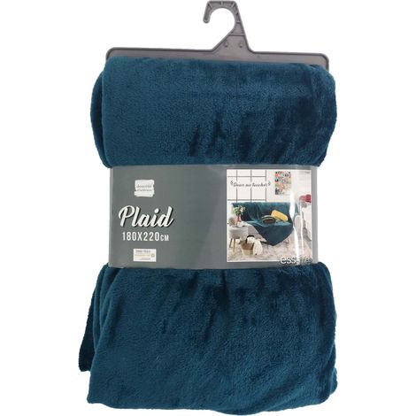 Douceur D'Intérieur – Plaid flanelle 180 x 220 cm – Couverture douce en flanelle pour moments de détente – Couleur bleu (1/4)