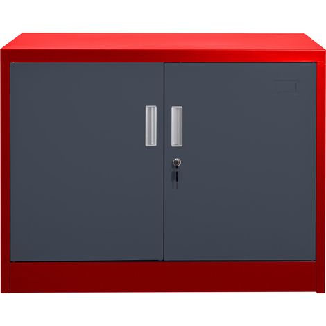 Aktenschrank SARATOW rot dunkelgrau (1/2)
