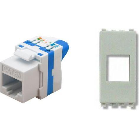 TechLy presa di rete RJ45 UTP CAT.6a tooless + Vimar Eikon bianca