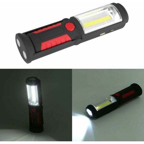 Lampe De Travail LED - Rechargeable 2200 mAh - 650 Lumen - Base Pivotante 180° - Aimant Intégré - Pour Atelier Et Camping - Rouge (1/5)