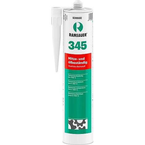 Mastic silicone, résistant à la chaleur et à l’huile RAMSAUER 345 noir, cartouche de 290 ml