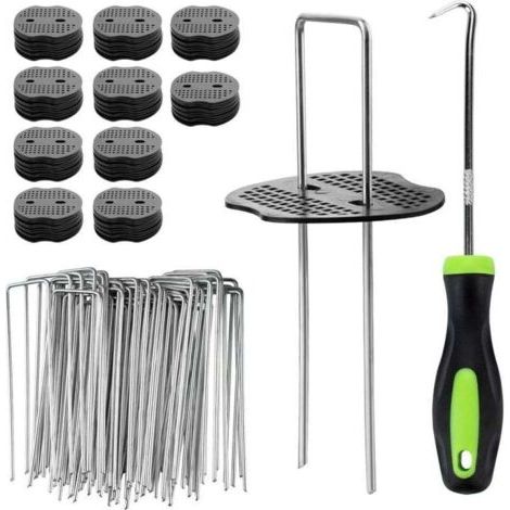 Enowelir 100 Pièces Piquets de Fixation de Jardin,Piquets de Jardin avec 100 Rondelles Piquets de Fixation Tente - 150x36mm Ø 3mm (1/4)