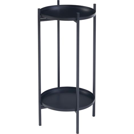 Macetero metálico de dos niveles 54 x 25 cm negro 030010713