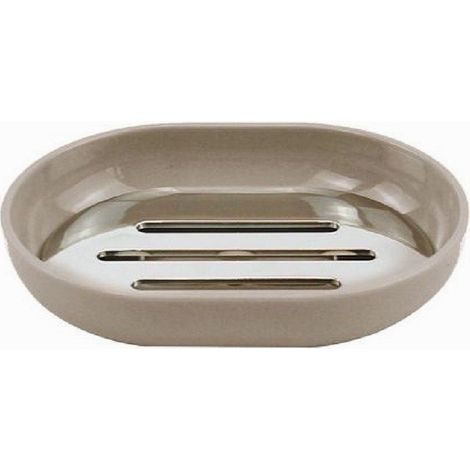 Cleafe - Piattino Porta Sapone Saponetta Tortora Silver Accessori Bagno 12.5x9.5 Cm 69468 - (1/2)