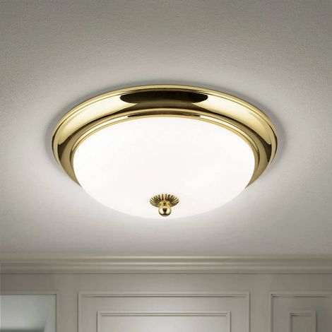[GEBRAUCHT] B-Ware Orion Deckenleuchte Lampe Jugendstil Deckenlampe 35 Cm Gold Milchglas 2x E27536 (1/2)