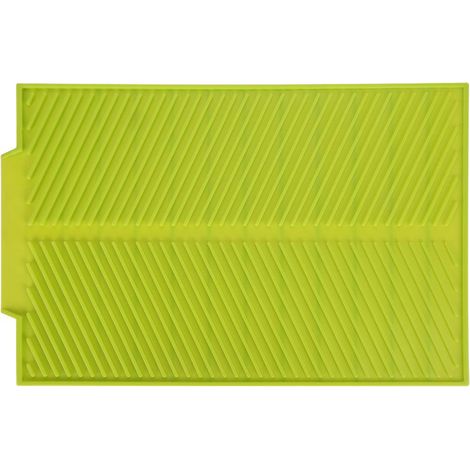 Tapis de drainage en silicone rectangulaire pour vaisselle, antidérapant, résistant à la chaleur, vert