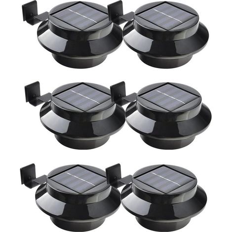 Lot de 6 lampes LED solaires noires pour gouttière, clôture, toit, jardin, cour, mur-AquaForge