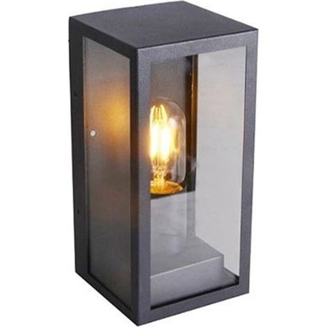 TrAdE Shop Traesio - Porta Lampada Esterno Vetro Vt8517 Grigio Matto E27 Ip44 Retro Illuminazione -
