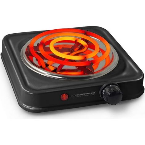 Plaque chauffante électrique 15,5 cm – 1000 W – 5 niveaux de température – Surface de cuisson noire – Pour espaces réduits – Tresice France