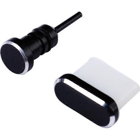 Lot de 2 bouchons anti-poussière pour prise jack 3,5 mm et port USB Type-C pour Xiaomi 4C/5S/Letv 1S/Huawei P9/Honor V8/Galaxy S8/S8+/LG V30/V20 (B)-0.50X0.50X1.50CM-Black (1/3)