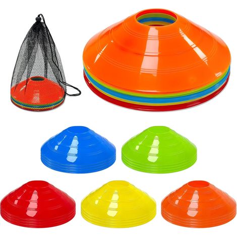 Conos de marcaje para fútbol, equipo esencial de entrenamiento, conos deportivos multicolores con red de almacenamiento para fútbol, baloncesto y agilidad. (1/5)