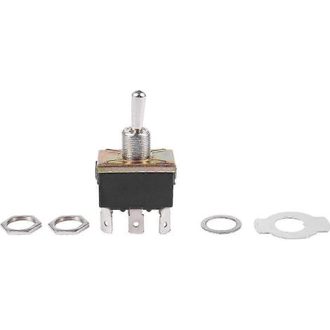 Interrupteur à bascule DPDT 3 positions ON/OFF/ON, 6 broches, noir et argent, 250 V CA / 10 A / 125 V / 15 A (1/5)