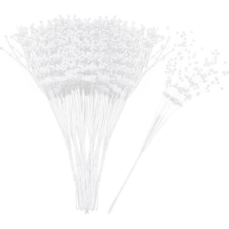 100 Pièces Branche Blanche Perlée pour Bouquet Tige Décorative (1/5)