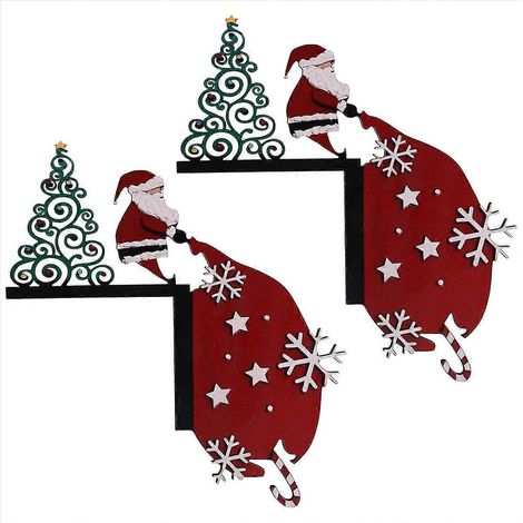 Décor de haut de porte de Noël, ornement d'angle de cadre de porte, décoration festive pour linteau, ensemble de signes de coin, embellissement d'entrée pour fêtes (1/5)