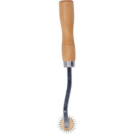 Roue à tracer pour marquage sur cuir avec manche bois et pointe acier inoxydable, outil de couture et travail du cuir. (1/5)