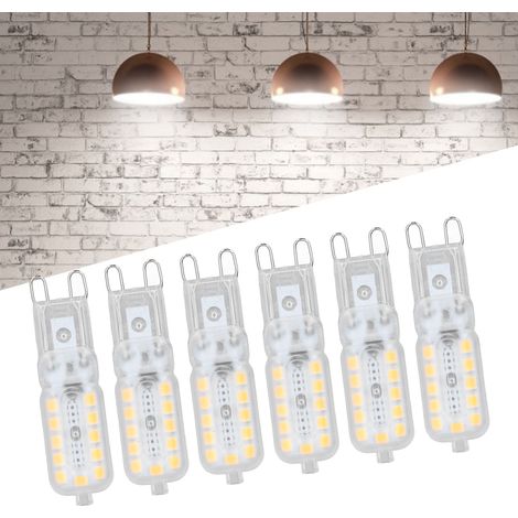 6 Ampoules LED G9 5W Dimmable 22 LEDs Transparente Blanc Naturel 220-240V pour Luminaire Plafonnier Applique Lampe Bureau