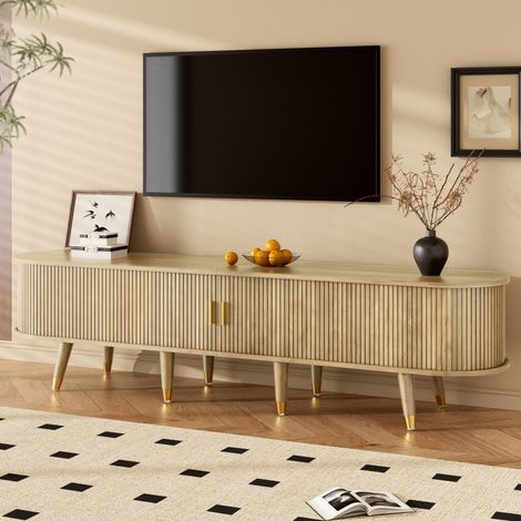 TV Möbel Schiebetür Aufbewahrung 175 cm Eiche OKMYHOME (1/5)