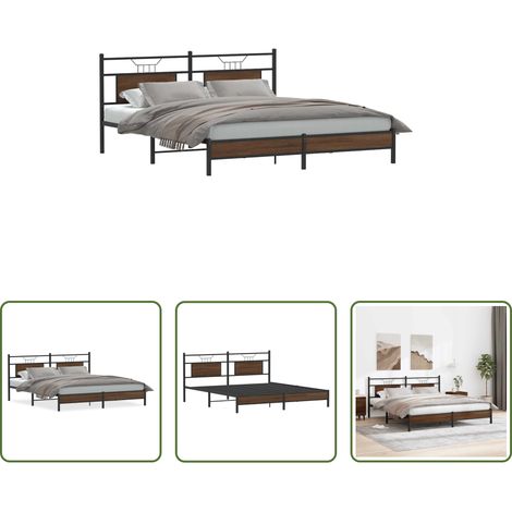 vidaXL Holz Bett - Bettgestell ohne Matratze Braun Eichen-Optik 183x203 cm (1/5)