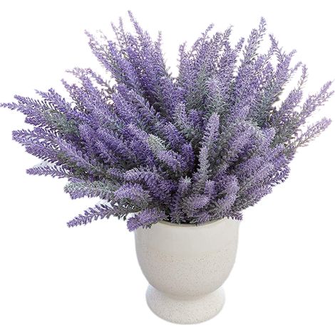 Fleurs de lavande artificielles (4 grandes pièces) pour créer un magnifique arrangement floral. Plante artificielle presque naturelle pour égayer votre décoration intérieure, vos fêtes et vos mariages (1/5)