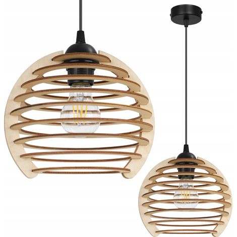 LÁMPARA COLGANTE, LÁMPARA DE TECHO, MADERA, PANTALLA LED (1/5)