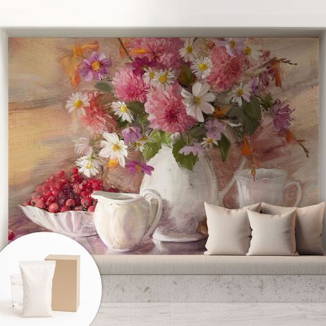 Fototapete - Tapete Vliestapete mit Kleber - Wandtapete Moderne Wandbild Schlafzimmer Wohnzimmer Wiesenblumen 208x146 cm (1/5)