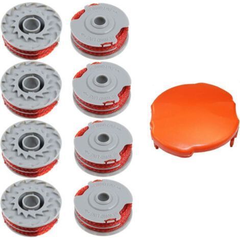 Grass-Cutting Head Spool Trimmer Spool, 8Pcs Grass Trimmer Premium Double Autofeed Spool Line Lawn Mower Replacement Part for Flymo FLY021 Trimmer (8 spools + 1 cap)-Crezuo (1/2)