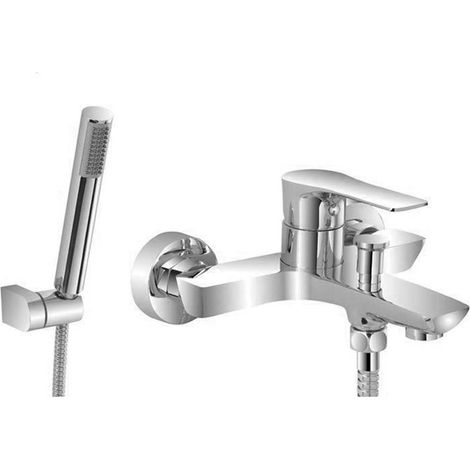 Miscelatore vasca Flat in ottone cromato con kit doccia incluso (1/2)