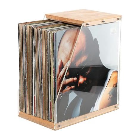 Schallplattenhalter – Aufbewahrungsregal für Schallplatten – Massivholz – Zur Präsentation von LPs – Für modernes Homeoffice (1/5)