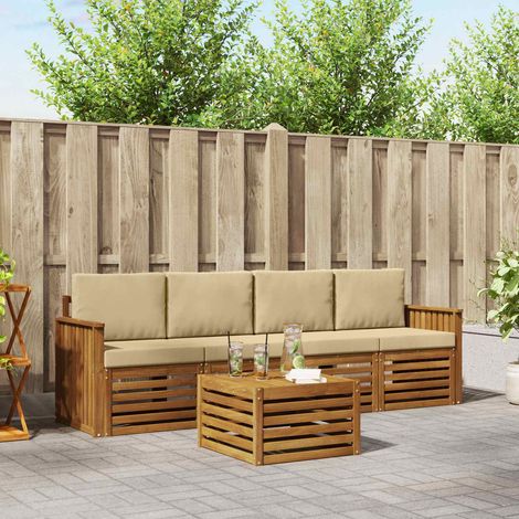 vidaXL Outdoor-Sofagarnitur 5 pcs Natur und Beige Massivholz Akazie (1/5)