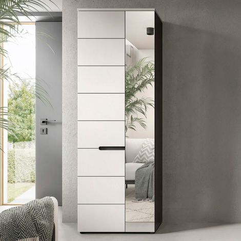 Meuble à chaussure 2 portes 65x37x190cm décor blanc - KANUT